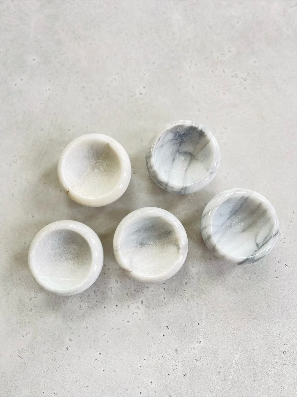 Set of 5 Mini Marble Mis En Place Prep Spice Ingredients Bowls